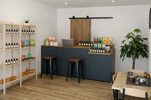 Intérieur de la boutique La Caverne du CBD près de Capbreton